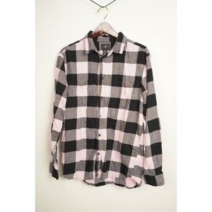 H&M Pink Plaid Button-Down Shirt Size M Flannel